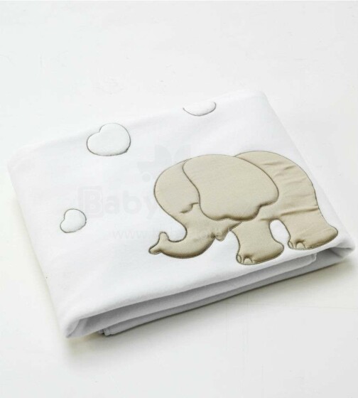 Сoccoleria Blanket Elefantino White Art.100270 Laste peene kattega tikk ja aplikatsioon 110x130 sm