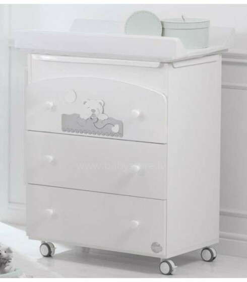 Baby Expert Ciuccione White/Silver Art.100816   Детский эксклюзивный пеленальный комод с ванночкой