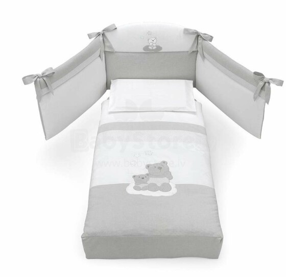 Erbesi Nuvola  White/Grey Art.100900 Комплект изысканного детского постельного белья из 4-х частей