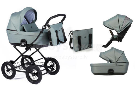 NordBaby Comfort Plus Art.101210 Washed Green  Детская классическая коляска 2в1 (сделано в  Скандинавии)