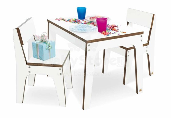 Pinolino Juno Art.203874 Vaikiškų baldų komplektas iš beržo masyvo stalo ir 2 kėdžių