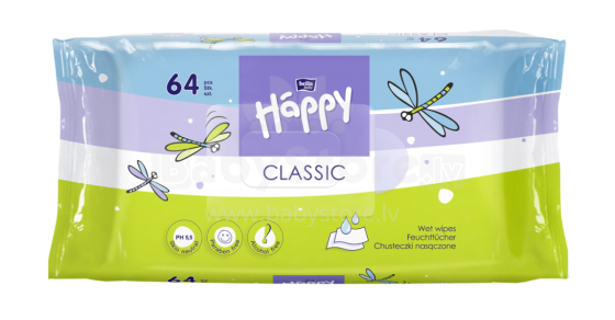 „Happy Classic“ drėgnos servetėlės 64vnt.