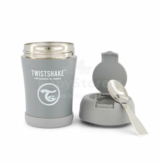 „Twistshake Food Container Art 1033119“ pastelinis pilkas nerūdijančio plieno termosas, 350 ml
