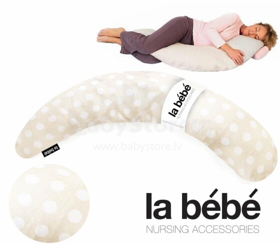 „La Bebe ™ Moon“ motinystės pagalvė Art. 103260 „Baltų taškų“ pagalvė pasaga nėščioms moterims su įdaru iš polistirolo. 195 cm