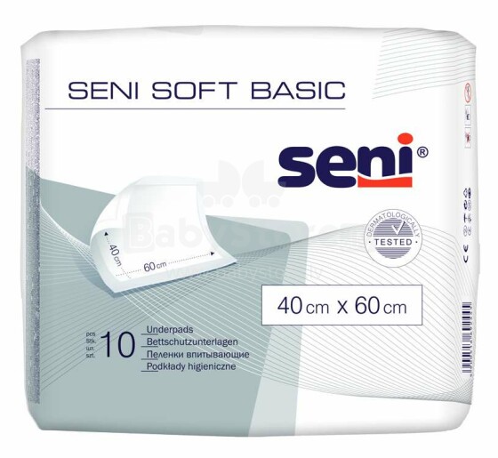 Seni Soft Basic Art.103314  Пеленки одноразовые впитывающие 10 шт. 40x60 см