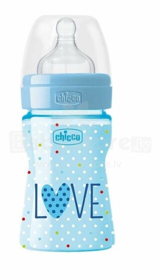 Chicco Love Edition WellBeing Art.09561.00 Blue  Детская пластиковая бутылочка с физиологической соской, 150 мл