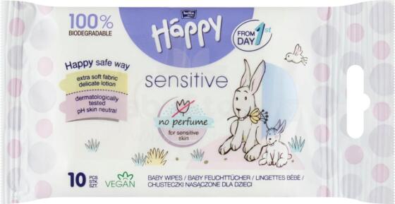 Happy Sensitive Art.104682 mitrās salvetes zīdaiņiem, 10 gab.