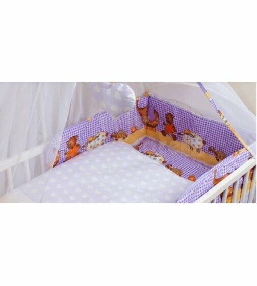 ANKRAS ELEPHANT purple Бортик-охранка для детской кроватки 180 cm