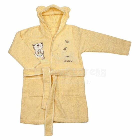 Eko Bathrobe Bear Art.SZL-02 Yellow Maigs un pūkains halāts ar kapuci