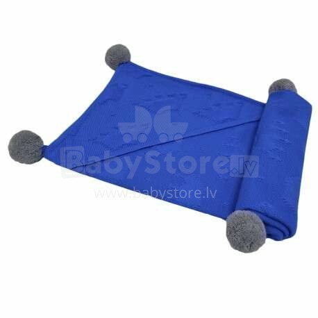Eko Bamboo Blanket Art.PLE-43 Blue Детское хлопковое одеяло/плед с капюшоном 80x80cм