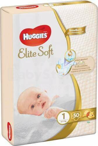 Huggies Elite Soft 1 Art.041564883 подгузники с экологичным хлопком 3-5 kг 50 шт.