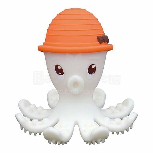 Žaislų „Mombella Octopus Teether“ žaislas. P8034-1 Oranžinis kramtomasis žaislinis aštuonkojis