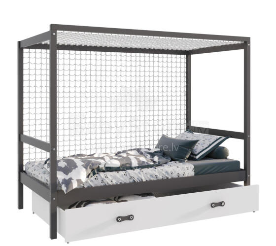 AJK Bramka Art.108428 Grey Стильная молодёжная кровать с матрасом 160x80 см