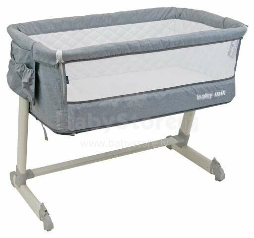 BabyMix Crib Art.BE/P-9LT Light Grey Кроватка для комфортного совместного сна 2 в 1