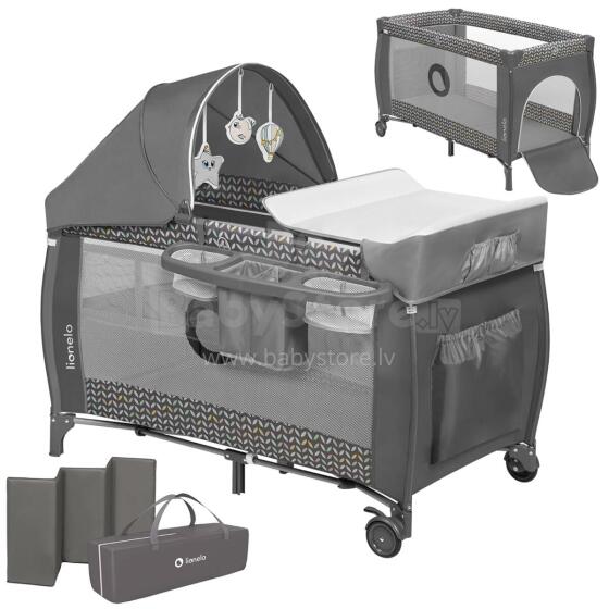 Lionelo Sven Plus  Art.109438 Grey  Манеж-кровать для путешествий, 2 уровня