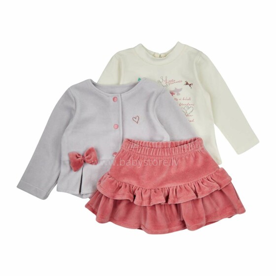 Pretty Mom  Flamingo Art.419591 Pink Комплект детский кофточка + юбочкка+рубашечка