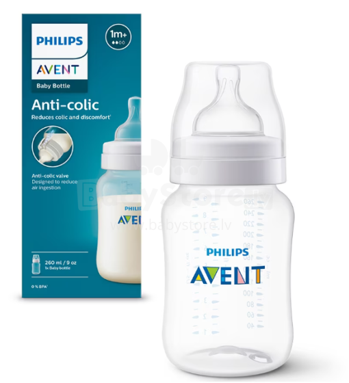 Philips AVENT Anti-Colic AirFree SCY 103/01 Pretkoliku barošanas pudelīte jaundzīmušā knupītis 1m+ 260ml