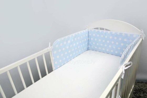 Ankras Kropki Blue Art.GRO000034 Bērnu gultiņas aizsargapmale ar kantīti 180cm