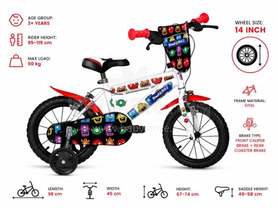 Bike Fun  MTB 14 Boy 1 Speed  Art.77325  Детский велосипед с надувными колёсами и стальной рамой