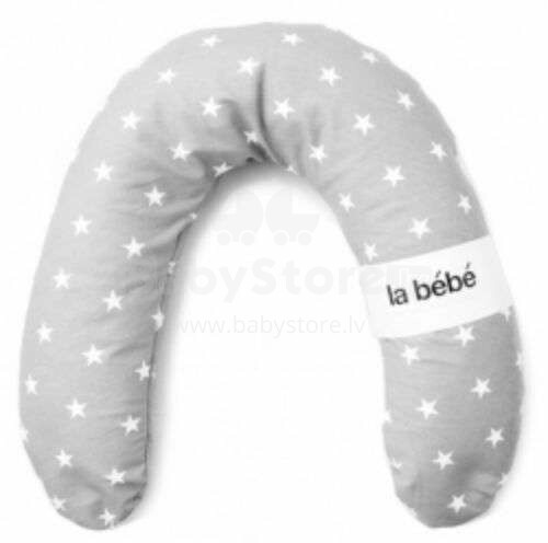 La Bebe™ Rich Cotton Nursing Maternity Pillow Memory Foam Art.113031 Grey&White Stars Imetamis, magamispadi
