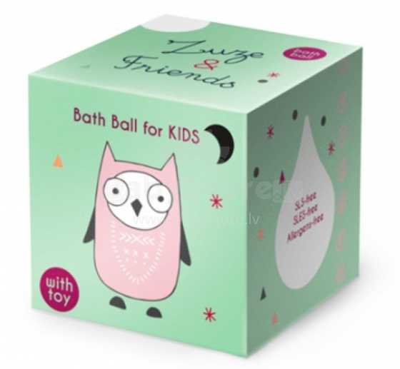 Zuze and Friends  Owl  Art.115638 Rhubarb шарик в ванну для детей с игрушкой,60гр