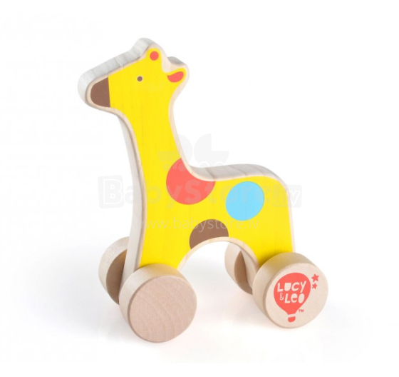 Lucy Leo Giraffe Art.LL120  Puidust mänguasi ratastel