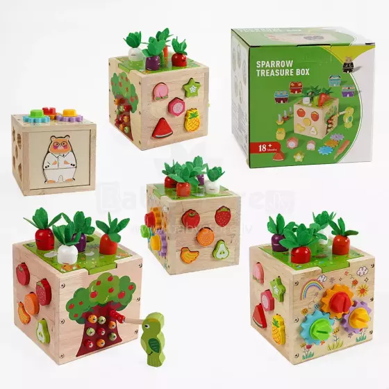 Active Cube Art.117369  Деревянный логический куб сортер с пальчиковыми играми