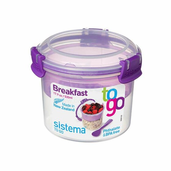 Sistema  Breakfast To Go Art.21355  Контейнер круглый двухуровневый с ложкой