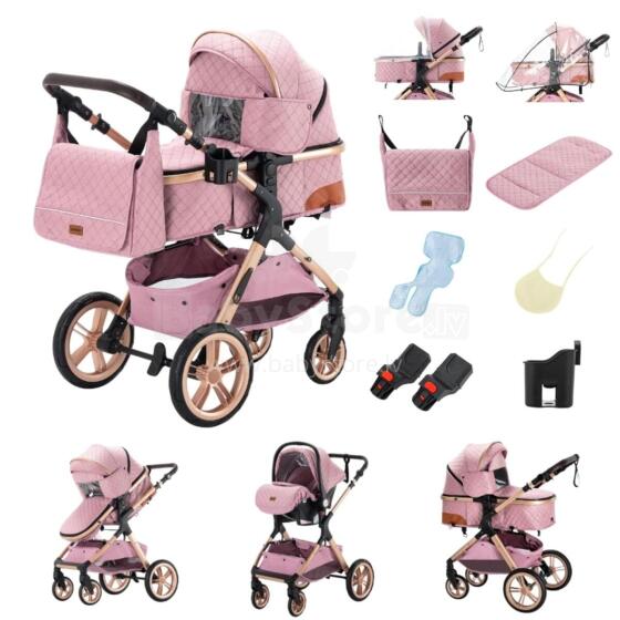 Kidsworld Stoller 3 in 1 Art.120859 Pink Universal 3-in-1 stroller