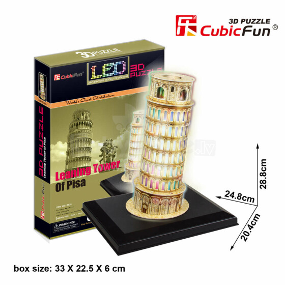 Pizos „CubicFun“ LED 3D dėlionės bokštas