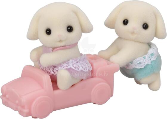Sylvanian Families Rabbit Twins with Car Art.5737