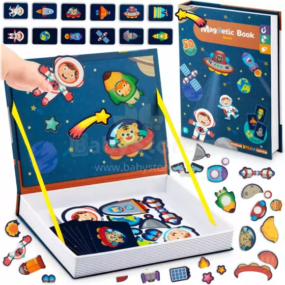 Ricokids Magnetic Book Art.RK-770 Magnētiska grāmata-puzle Kosmoss