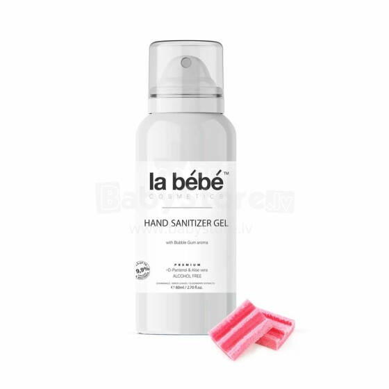 „La bebe ™ Cosmetics“ rankų dezinfekavimo gelis „Art.127254“ rankų dezinfekavimo priemonė vaikams su putų dantenų kvapu, 80 ml