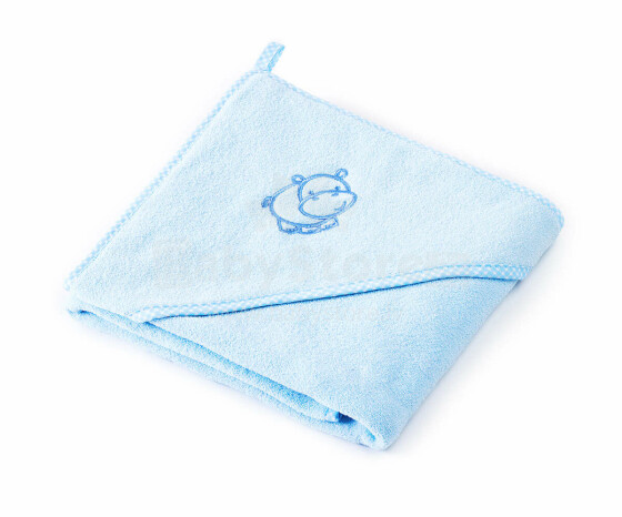 Sensillo Towel Art.SILLO-4172 Hippo Blue   Детское хлопковое полотенце с капюшоном 80x80 см