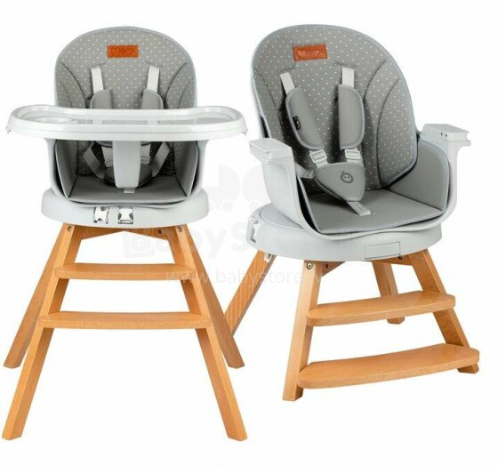 Momi Woodi Art.132022 Grey Bērnu barošanas krēsls 3 vienā