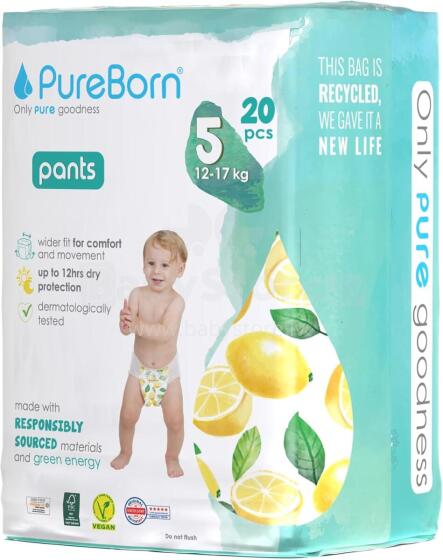 Pureborn  Organic Bamboo Pants Art.132347 Ekoloģiskās  uzvelkamās biksītes  5 izmērs, 12-17 kg