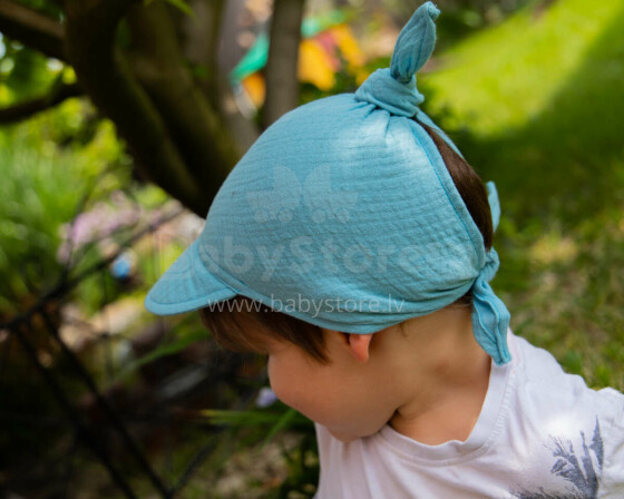 Baby Love Muslin Headband Art.132737 Blue  Bērnu augstākās kvalitātes muslina cepure-lakatiņš