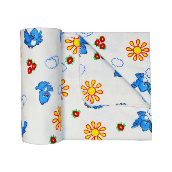 UR Kids Flannel Art.134924 Birds White Фланелевая пеленка для малышей 90x120 cm