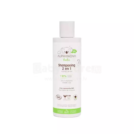 Alphanova Bebe Art.135323  gentle tear-free shampoo for preventing and removing baby dandruff with soothing chamomile and orange blossom scent, 200ml