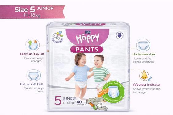Happy Pants Junior Art.BB-055-JU40-002 Bērnu biksītes 5 izmērs no 11-18kg, 40gab.