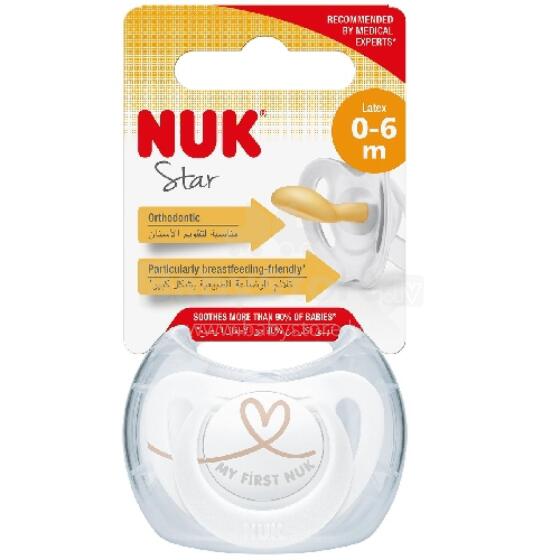 Nuk Happy KidsArt. SU65 Lateksa ortodontisks māneklītis 1 izmērs 0-6 mēn.(1gb.)