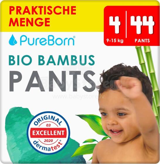 Pureborn  Organic Bamboo Pants Art.147135  Экологические подгузники-трусики  5 размер,9-15 кг