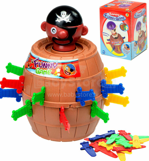 Ikonka Art.KX7876 Mad Pirate barrel arcade game Stab the pirate 9 x 9 x 12.5 cm