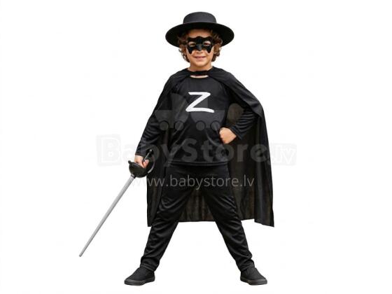 Bebe Basic Black hero Costume kids 3-5 years Art.147794 Zorro super vārooņa bērnu kostīms izmērs S [95-115] cm