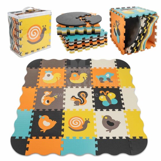Ikonka Art.KX5210 Foam puzzles mat / playpen for children 25pcs colourful animals 114cm x 114cm x 1cm