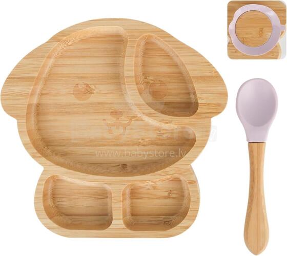 Bamboo Wood Plate Art.148398 Wooden plate with suction cup and compartments