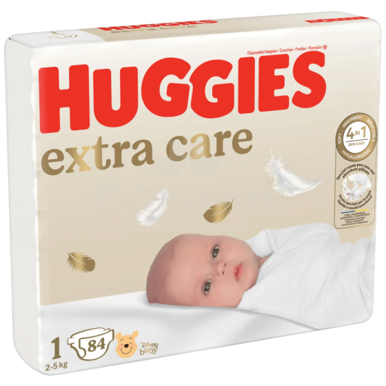 Huggies Extra Care 1 Art.BL041578057 sauskelnės naujagimiams 2-5kg 84vnt