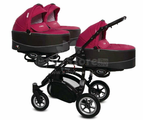 Babyactive Trippy 10 Amarant Universal stroller for triplets 2in1