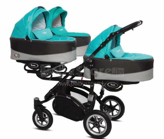 Babyactive Trippy 11 Tropic Green stroller for triplets 2in1