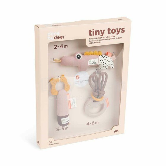 Done by Deer Tiny activity toys gift set Deer friends, Powder Развивающая плюшевая  игрушка - погремушка для Коляски/Автокресла/Кроватки